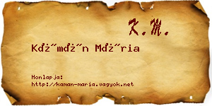 Kámán Mária névjegykártya